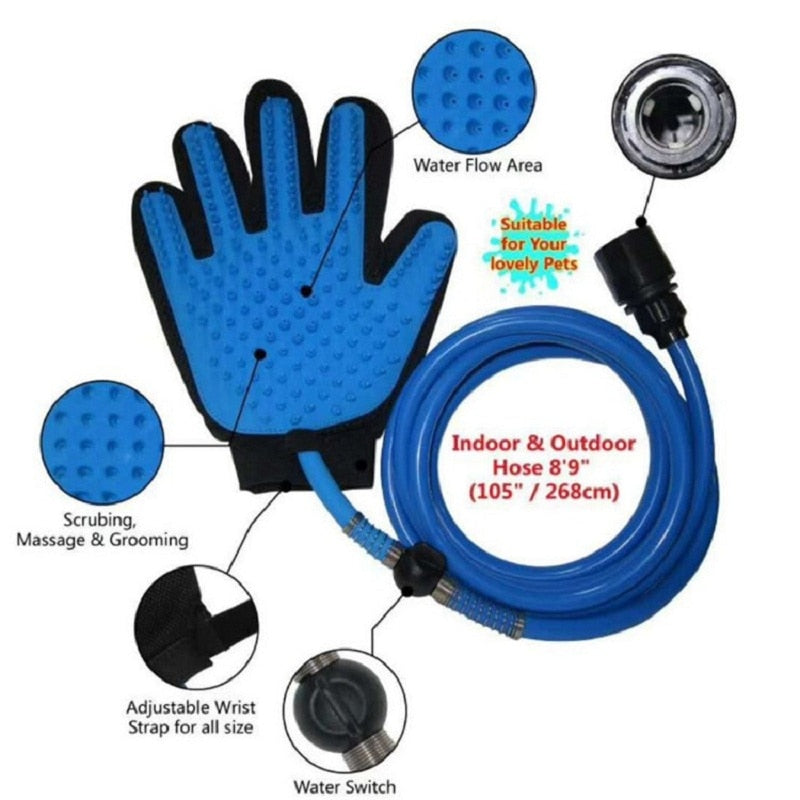 Brosse de bain 2-en-1 pour chien et chat avec douchette massante relaxante