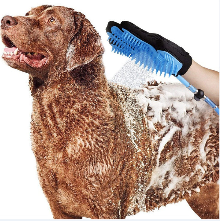 Brosse de bain 2-en-1 pour chien et chat avec douchette massante relaxante