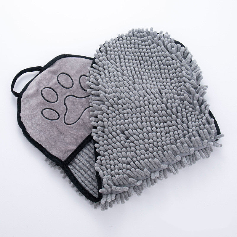 Détail de la double poche du gant serviette de bain