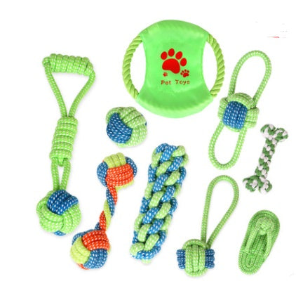 Détail des nœuds en coton tressé du jouet dentaire pour chien
