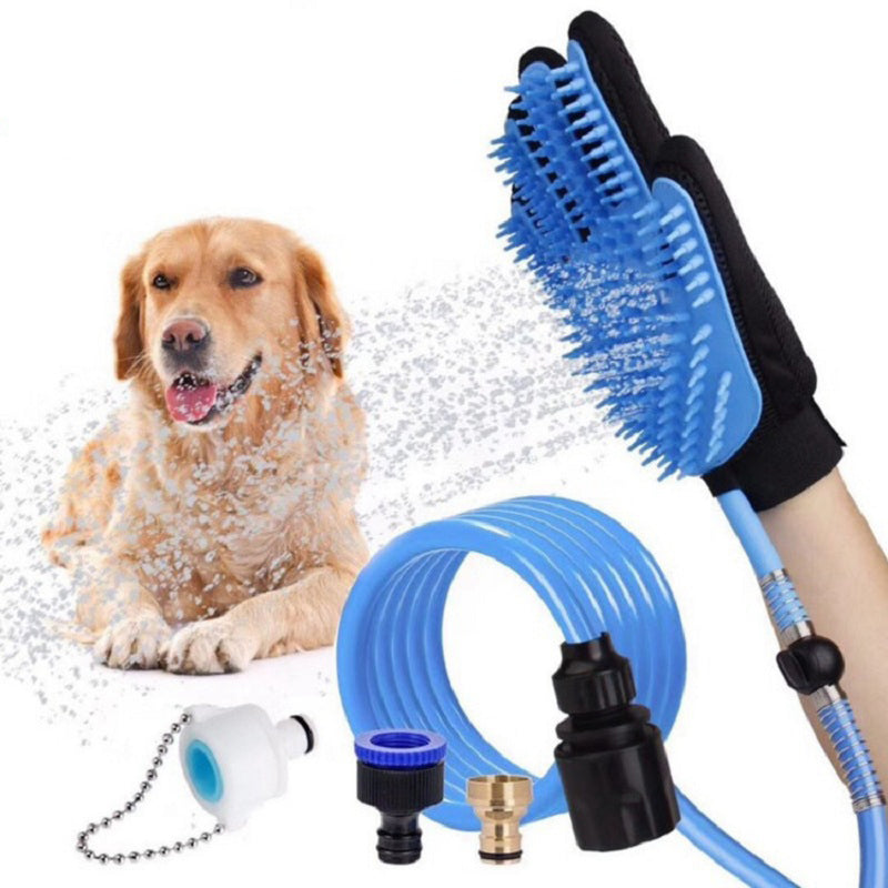 Brosse de bain 2-en-1 pour chien et chat avec douchette massante relaxante