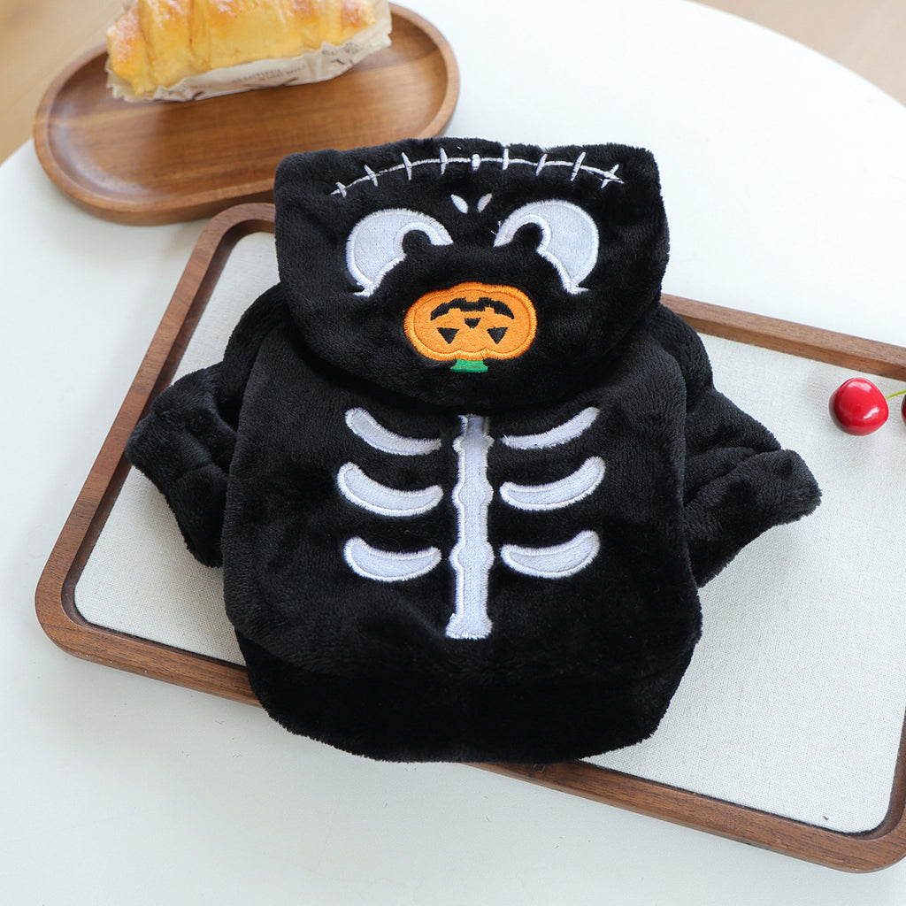 Guide des tailles du sweat Halloween squelette pour chien et chat