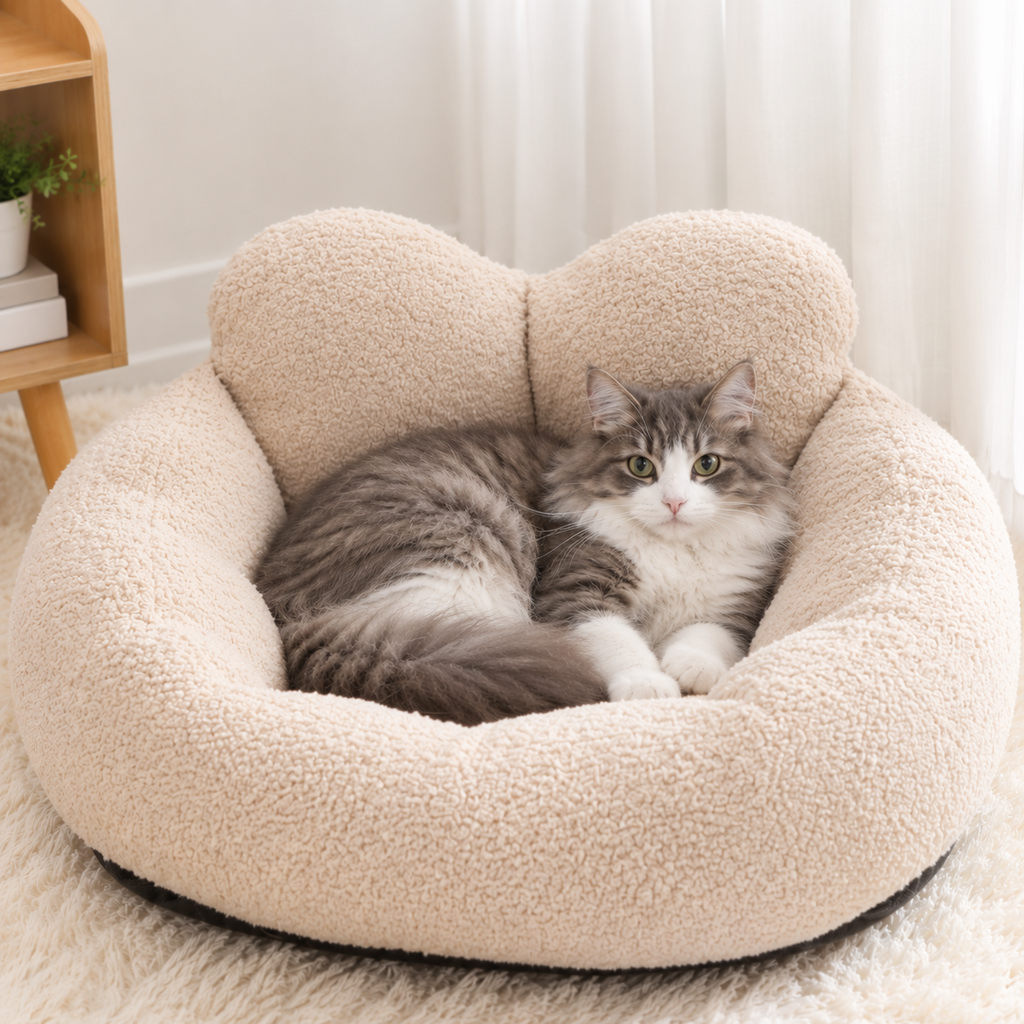 Lit en forme de cœur pour chat et chien, coloris gris