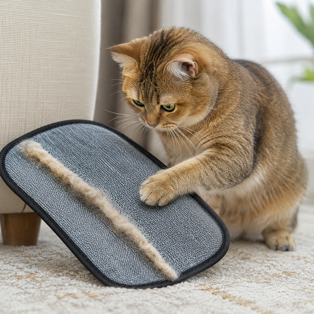 Chien brosse avec le gant anti-poils en tissu maille