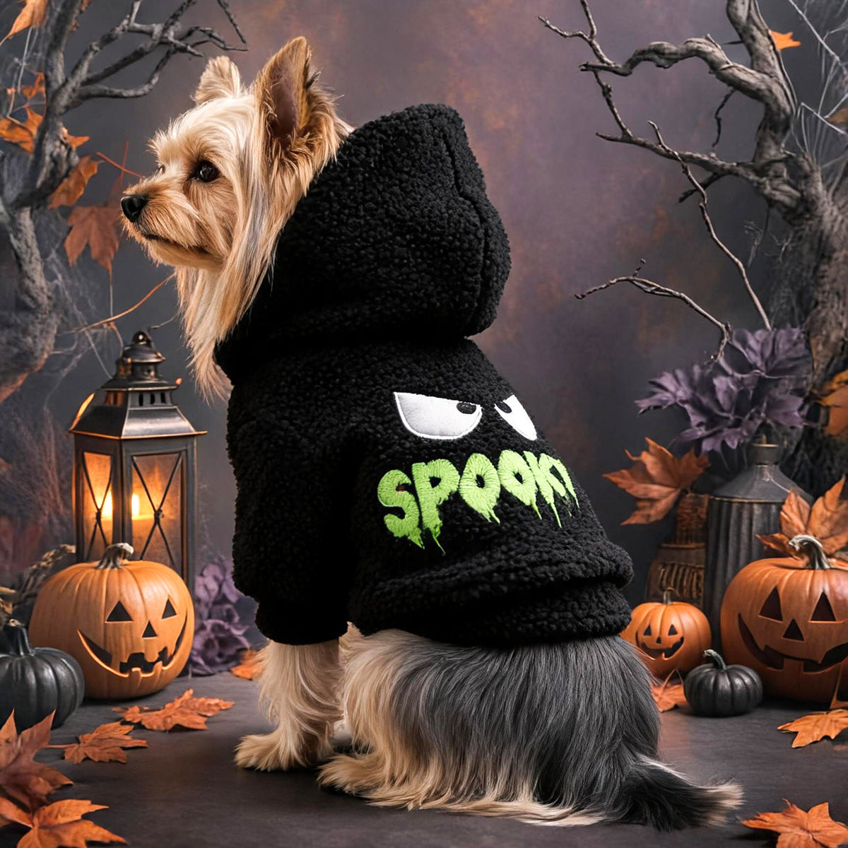 Sweat à capuche Halloween Spooky fantôme pour chien et chat, vue principale
