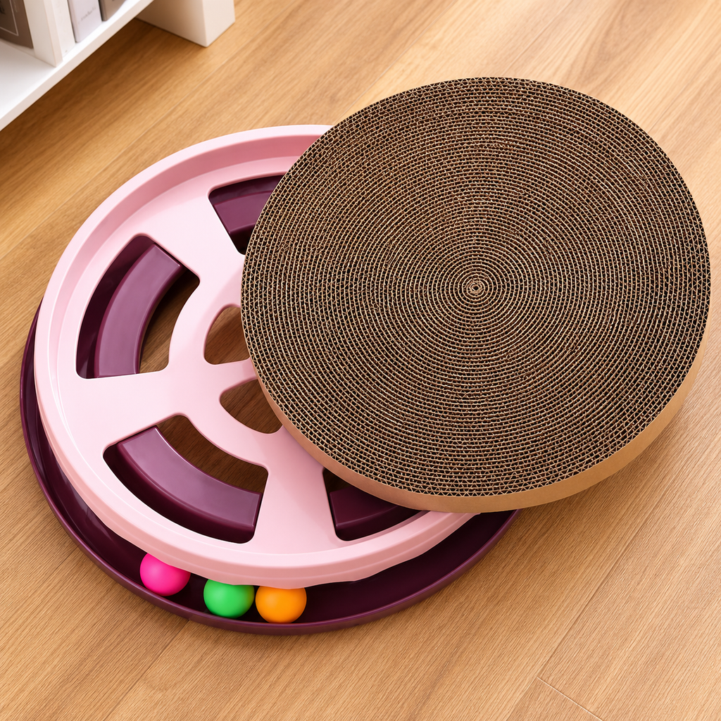 Ronde Krabpaal voor Katten met Ingebouwde Bal – Interactief Speelgoed, 3 Kleuren