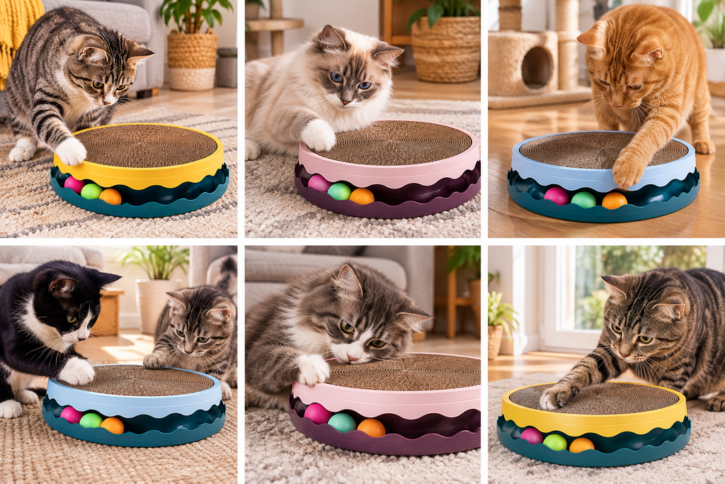 Ronde Krabpaal voor Katten met Ingebouwde Bal – Interactief Speelgoed, 3 Kleuren