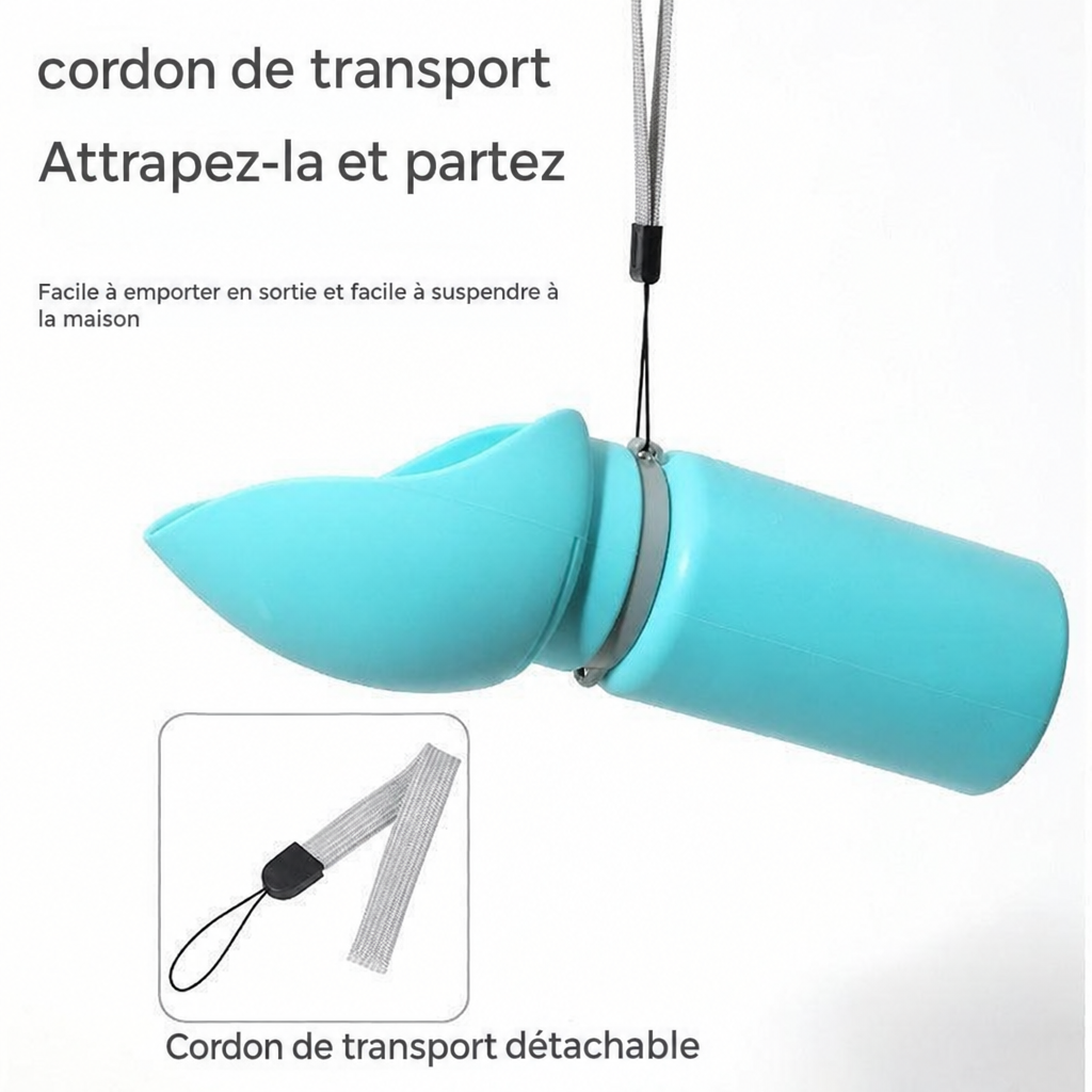 Gourde pliable pour chien et chat avec cordon de transport détachable