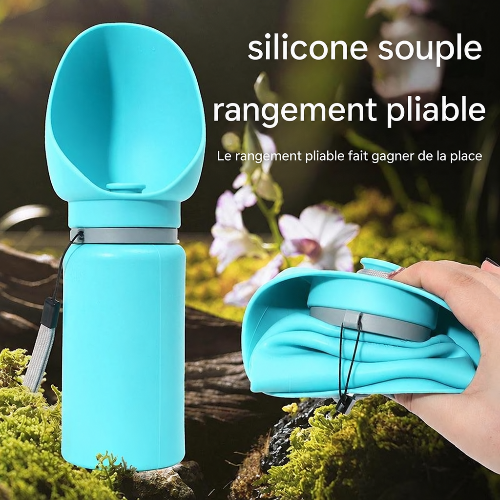 Gourde en silicone souple pliable pour chien et chat, rangement compact