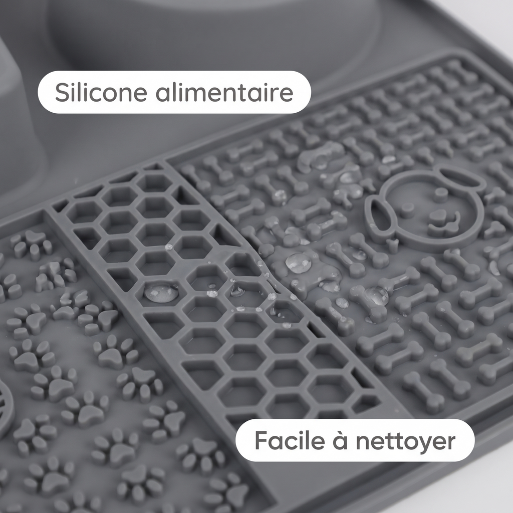 Détail du relief central et du silicone alimentaire de la gamelle 2-en-1