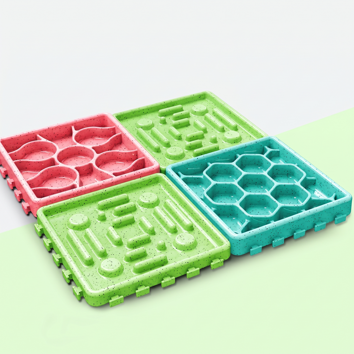 Tapis anti-glouton pour chien, plaques à lécher vert et rouge