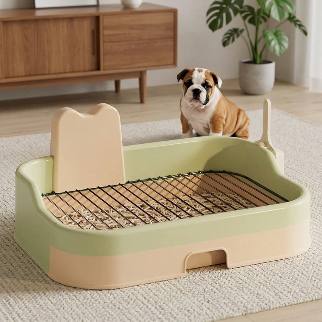 Toilette d'intérieur pour chiot avec grille, coloris vert