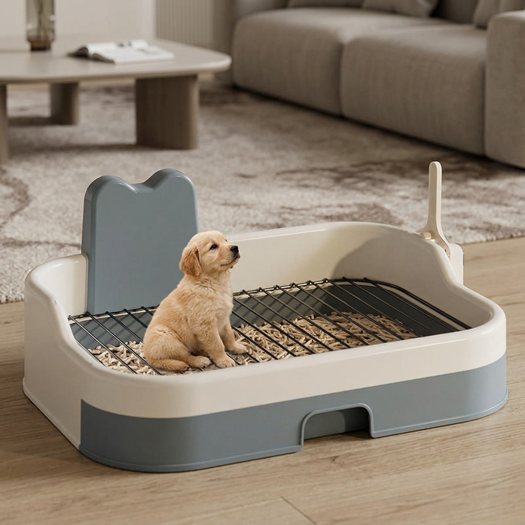 Toilette d'intérieur pour chiot avec grille – photo 1