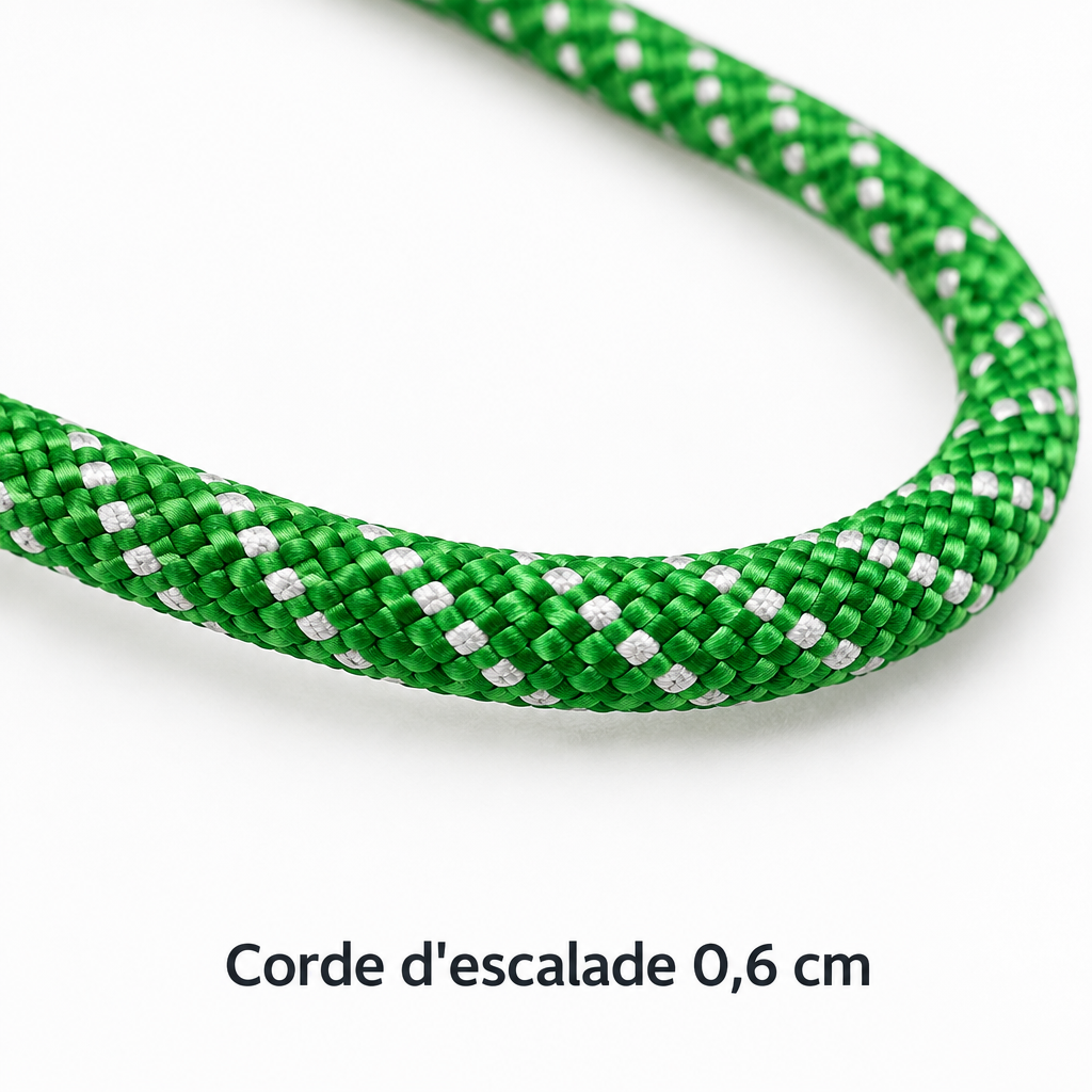 Gros plan sur la corde d'escalade de 0,6 cm de la laisse en P pour chien