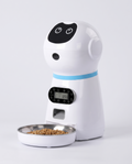 Distributeur automatique de croquettes avec gamelle ronde en métal