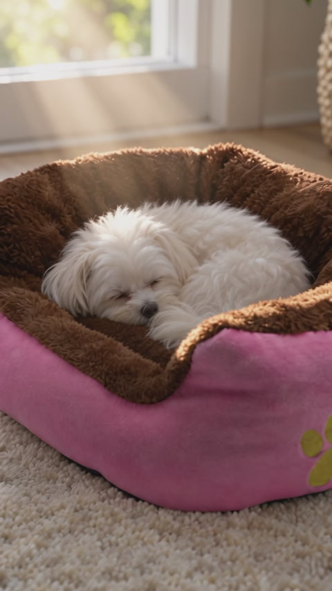 Panier Douillet pour Chien et Chat en Peluche, Empreinte de Patte